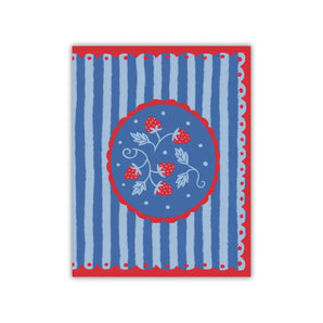 Blue Strawberry Pocket Notebook By Lucky Sprout Studio