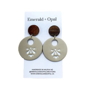 Boho Wood & Beige Earrings By Emerald and Opal