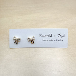 Bow w/ Gems Stud Earrings By Emerald and Opal