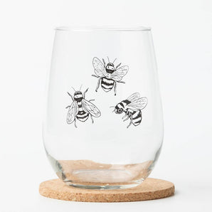 Bumble Bee Stemless Wine Glass By Counter Couture