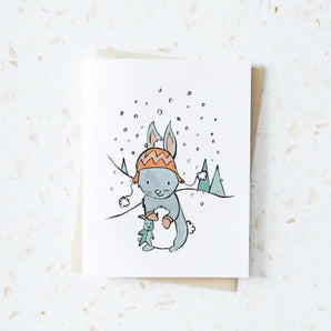 Bunny And Snow Holiday Card By Hop & Flop