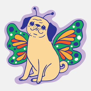 Butterfly Pug Sticker By The Good Twin