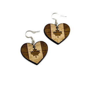 Canada Heart - Maple Wood Dangle Earrings By Blue Crab