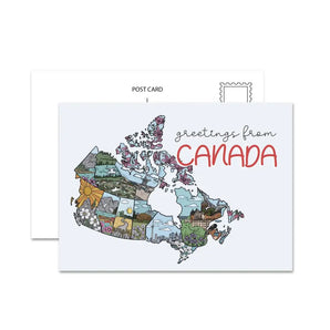 Canada Illustrated Map Postcard By Jaybee Design