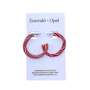 Candy Cane Hoop Earrings By Emerald and Opal
