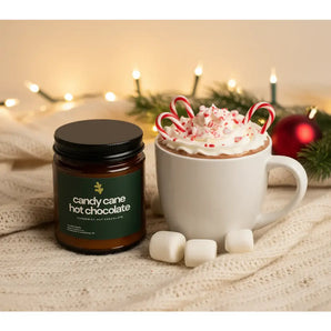 Candy Cane Hot Chocolate 9oz Soy Candle By Kelp House Co.