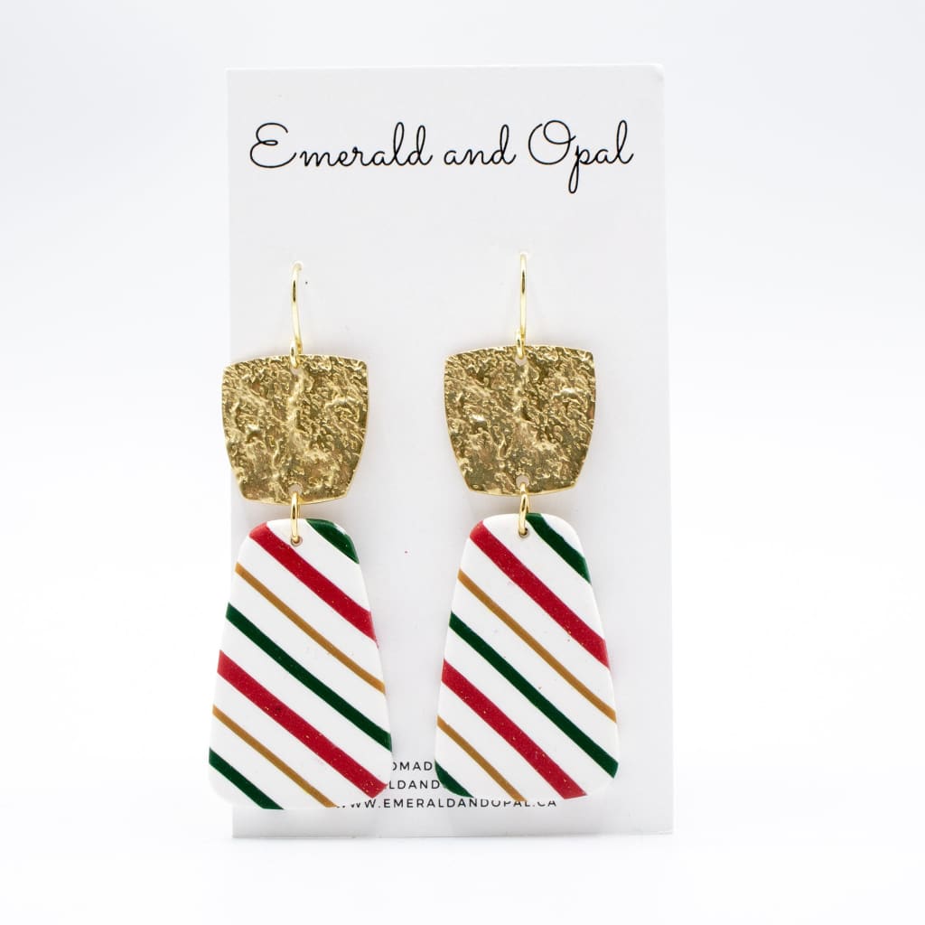 Candy Cane Stripe Dangle Earrings By Emerald and Opal