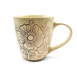Carved Floral Mug (Wide Mouth) By The Maple Market Crafts