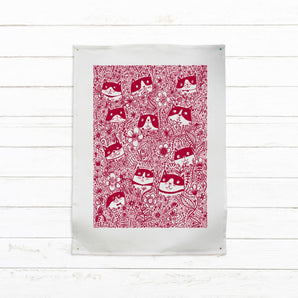 Cat Flowers Tea Towel By Able and Game