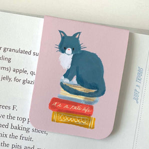 Cat Sitting on Books Magnetic Bookmark By Julep and Trubbs