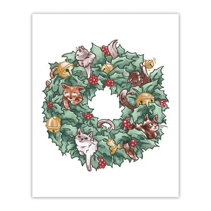 Cat Wreath Christmas Card By Kate Leth