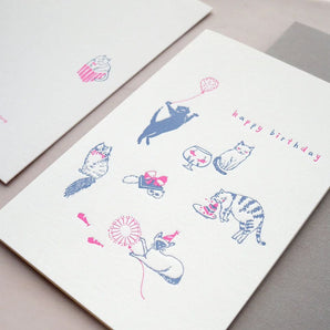 Cats Birthday Party Card By ditto