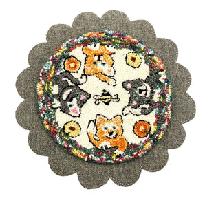 Cats Circular Hooked Rug Mat By Lucille Evans Rugs