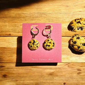 Chocolate Chip Cookie Earrings By Terri Power Art
