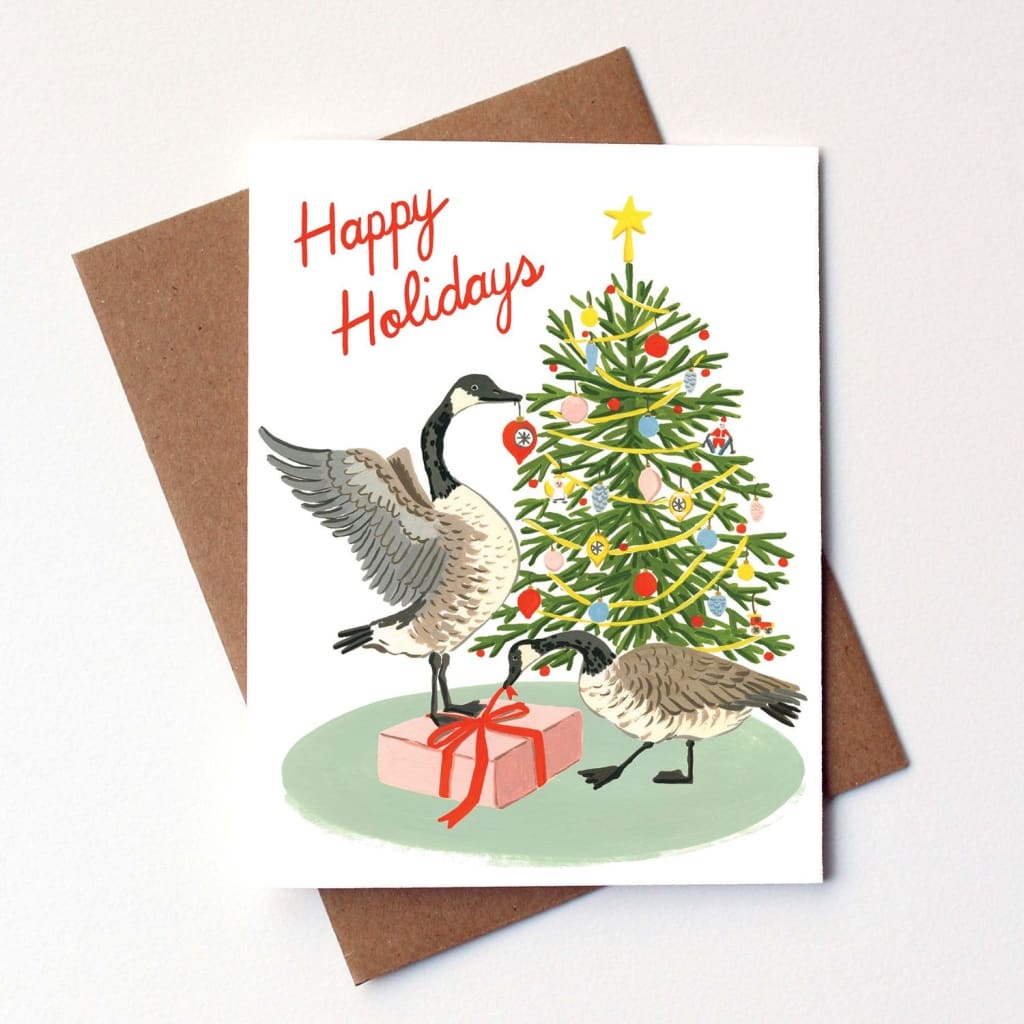 Christmas Geese Card By Kat Frick Miller Art