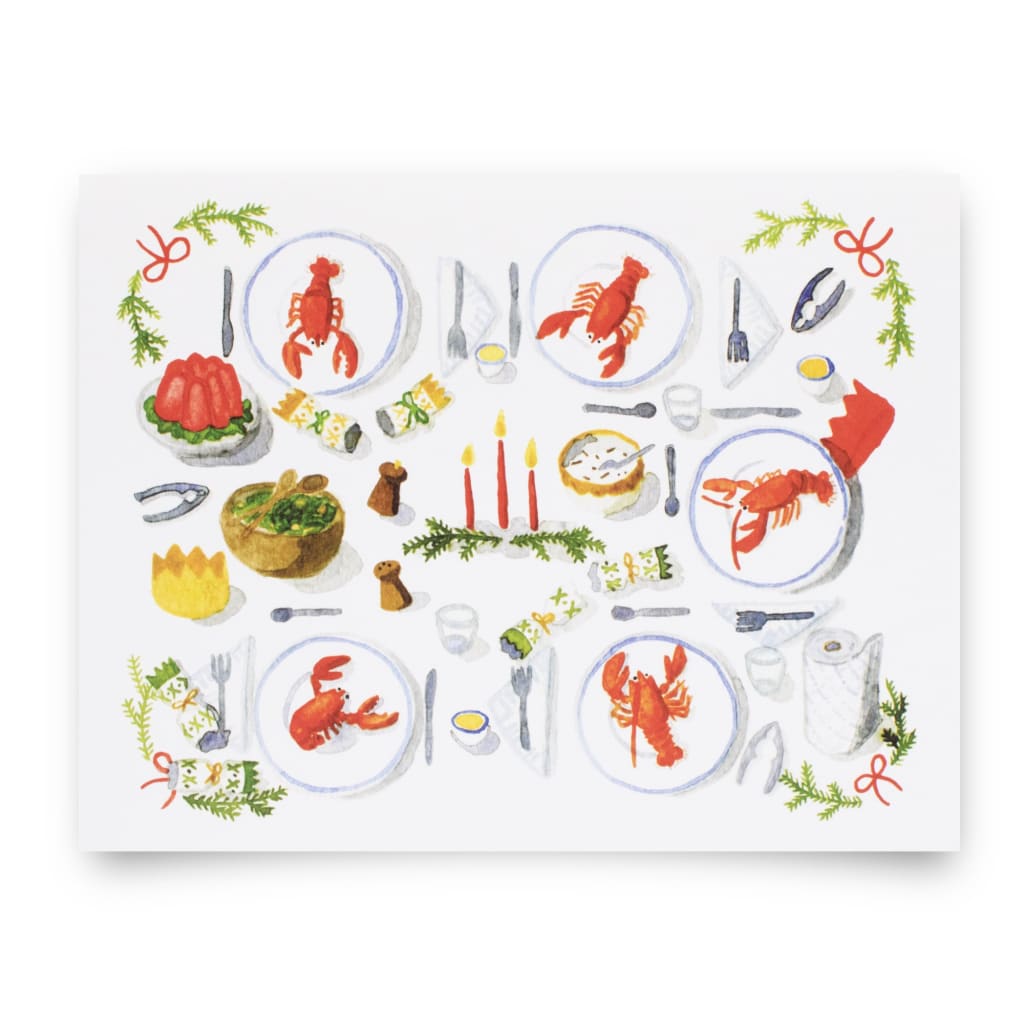 Christmas Lobster Dinner Card By Kat Frick Miller Art