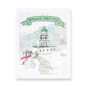 Clock Tower Season’s Greetings Card By Bard