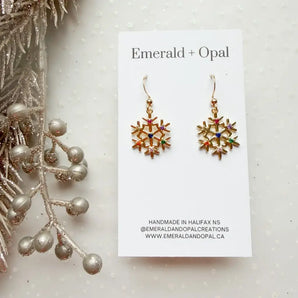 Colourful Crystal Snowflake Dangle Earrings By Emerald