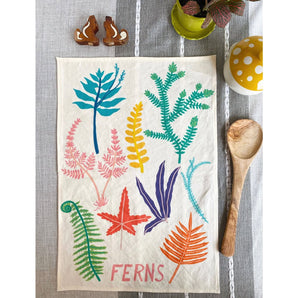 Colourful Ferns Tea Towel By Dream Folk Studio