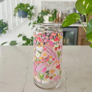 Colourful Garden 20oz Can Glass By Hart and Flora Shop