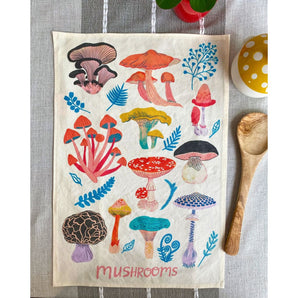 Colourful Mushroom Tea Towel By Dream Folk Studio