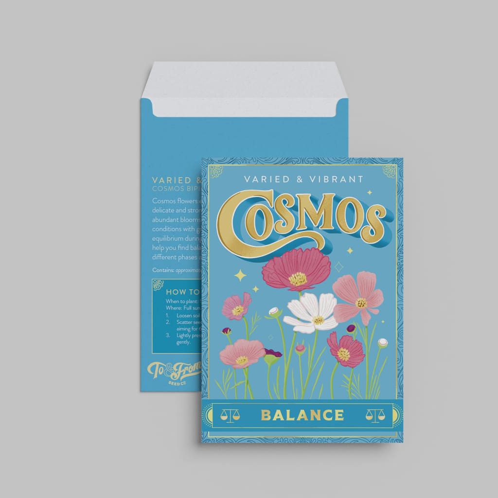 Cosmos Seed Packet By KDP Creative Hand Lettering and Design