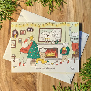 Cozy Christmas Frogs Card By foonie