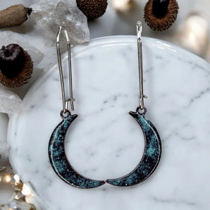 Crescent Moon Dangle Earrings By Aflame Creations Jewelry