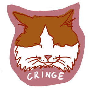 Cringe Cat Sticker By La Familia Green