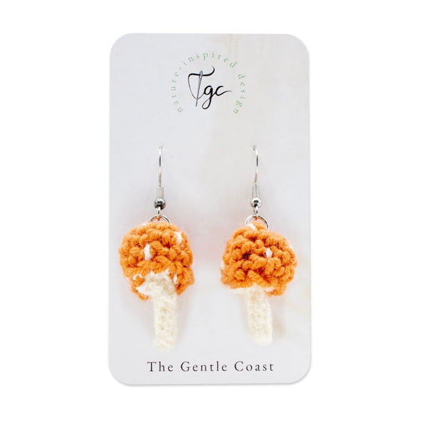 Crochet Toadstool Earrings (various colours) By The Gentle
