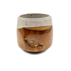 Crossover Leaf Imprint Brown Bottom/White Top Cup By Union