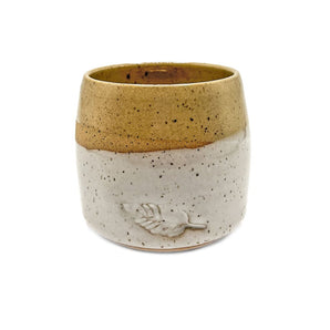 Crossover Leaf Imprint White Bottom/Beige Top Cup By Union