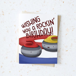 Curling Rock Birthday Card By Hop & Flop