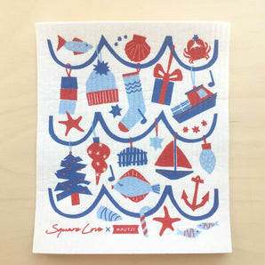 Deck the Halls Swedish Dish Cloth By Square Love