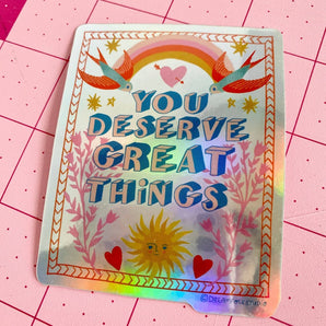 Deserve Great Things Sticker By Dream Folk Studio