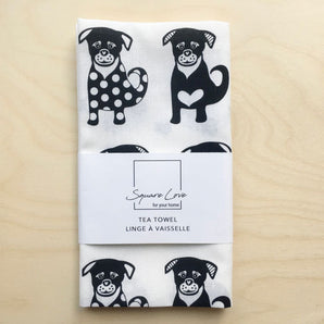 Dogs Linen-Cotton Tea Towel By Square Love