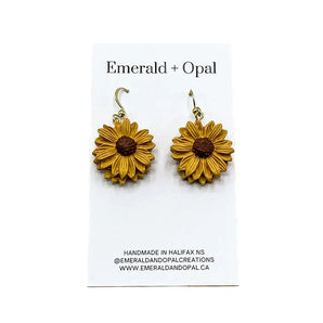 Double Sunflower Dangle Earrings By Emerald and Opal