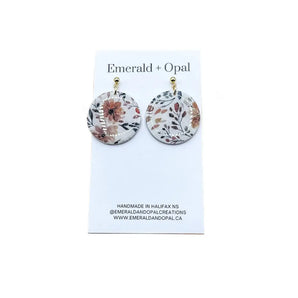 Fall Floral Pattern Dangle Earrings By Emerald and Opal