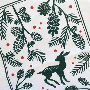 Fawn Borealis Linen-Cotton Tea Towel By Square Love