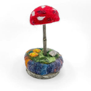 Felted Mushroom Sculpture With Rocks (various designs)
