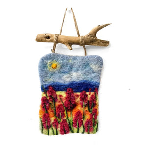 Felted Wall Hanging - Beach Lupins By Magic of Wool