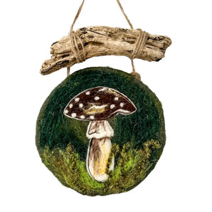Felted Wall Hanging - Mushroom (Round) By Magic of Wool