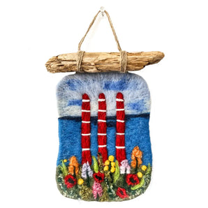 Felted Wall Hanging - Smokestacks With Wildflowers By Magic