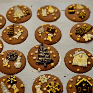 Festive Holiday Milk Chocolate Discs (various designs)