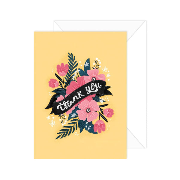 Floral Banner Thank You Card By Hello Sweetie Design