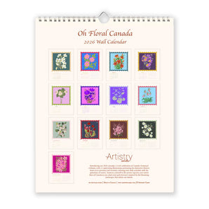 Floral Canada Stamps 2026 Wall Calendar By Artistry Cards
