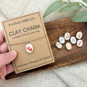 Floral Clay Charm (various designs) By 8 o’clock Linen Co.