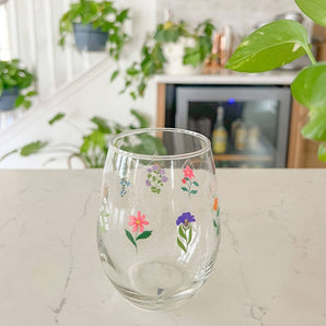 Floral Quilt Wine Glass By Hart and Flora Shop