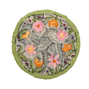 Floral Roundel Rug Hooked Mat By Lucille Evans Rugs