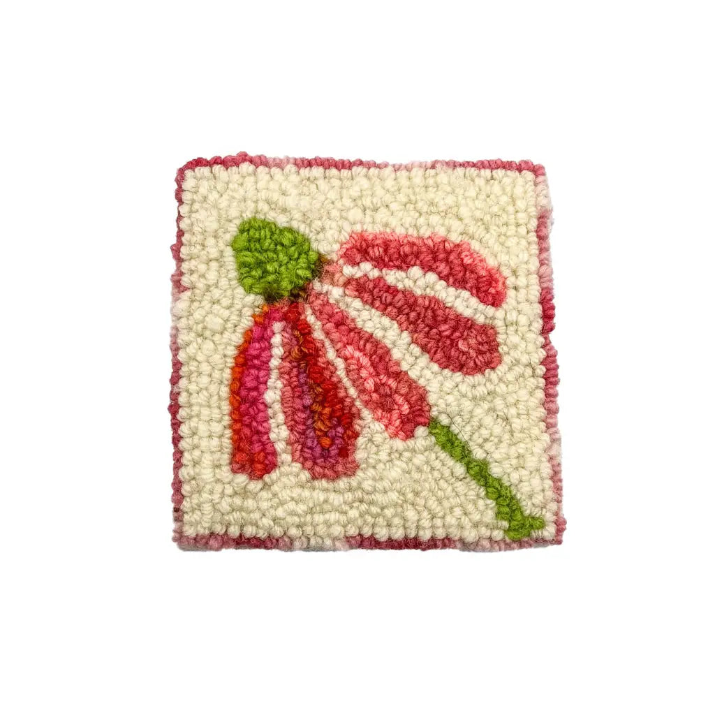 Inkwell Rug Floral Rug Hooked Coaster (various Colours) - Lucille Evans – Inkwell ...
